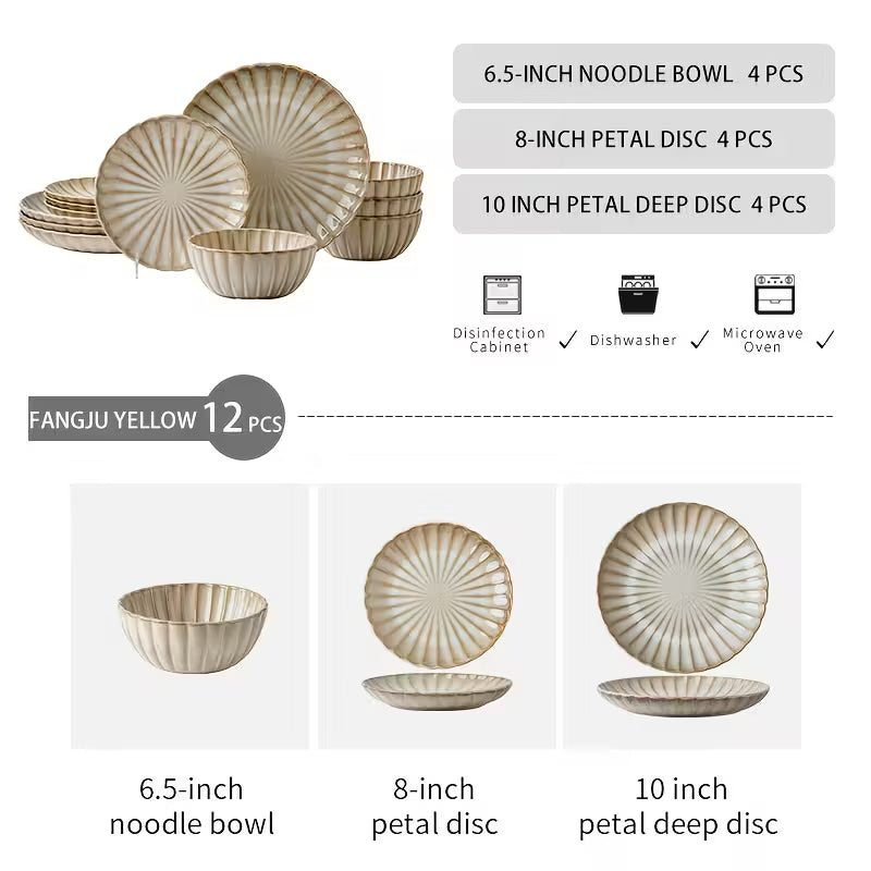 12-osaline reljeefne keraamiline lauanõude komplekt