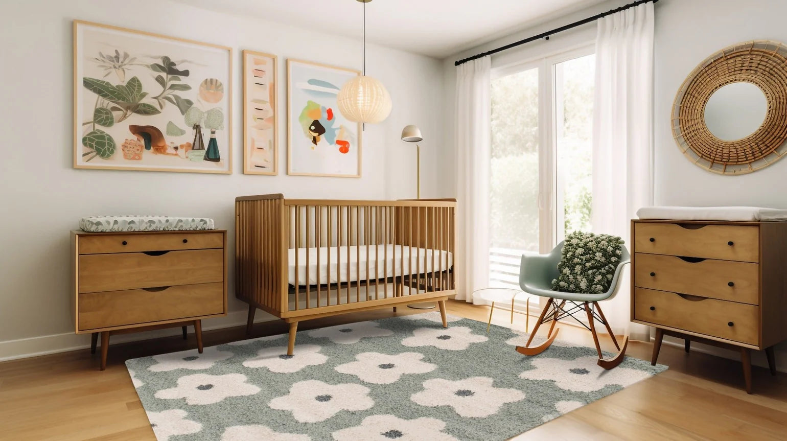 Thick and comfortable children's rug FLOWERS